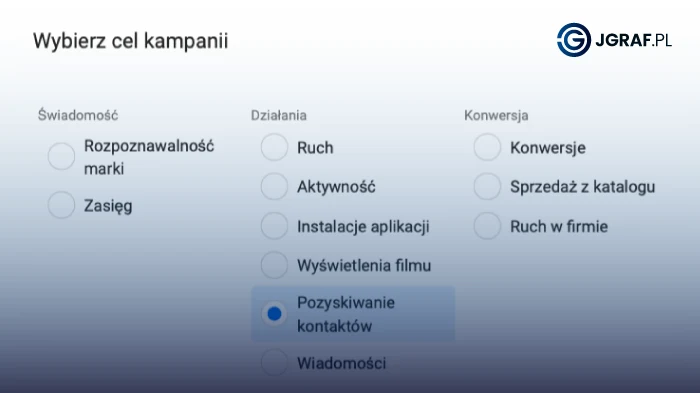 reklama na facebooku - cel pozyskiwanie kontaktów